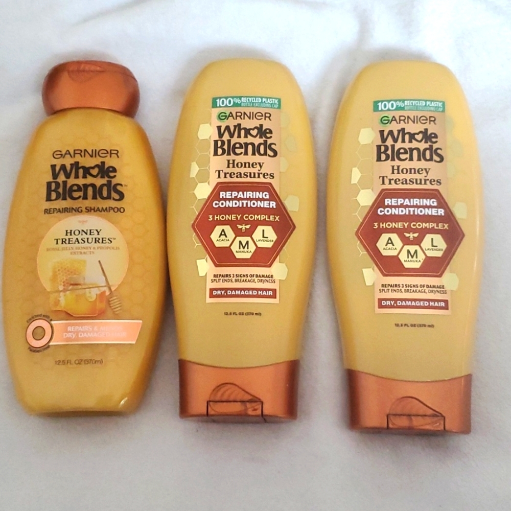 Garnier Whole Blends Honey Treasures Repairing Shampoo and Conditioner Set 3